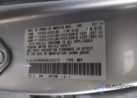 2014 Acura Rdx z USA, uszkodzony, nr VIN 5J8TB4H3XEL022172